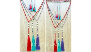 colorful mix beads seawater pearl necklaces tassels fashion free shipping